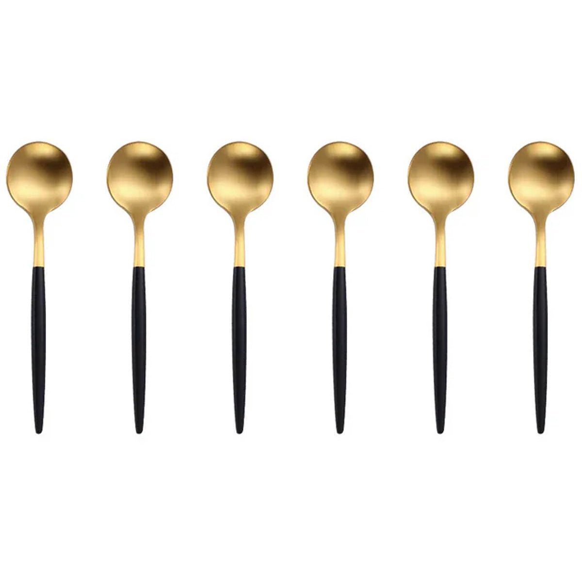 Kadirelli Tafellepel - Set van 12 - RVS lepels - Soeplepels - Goud/Zwart - TEKZEN