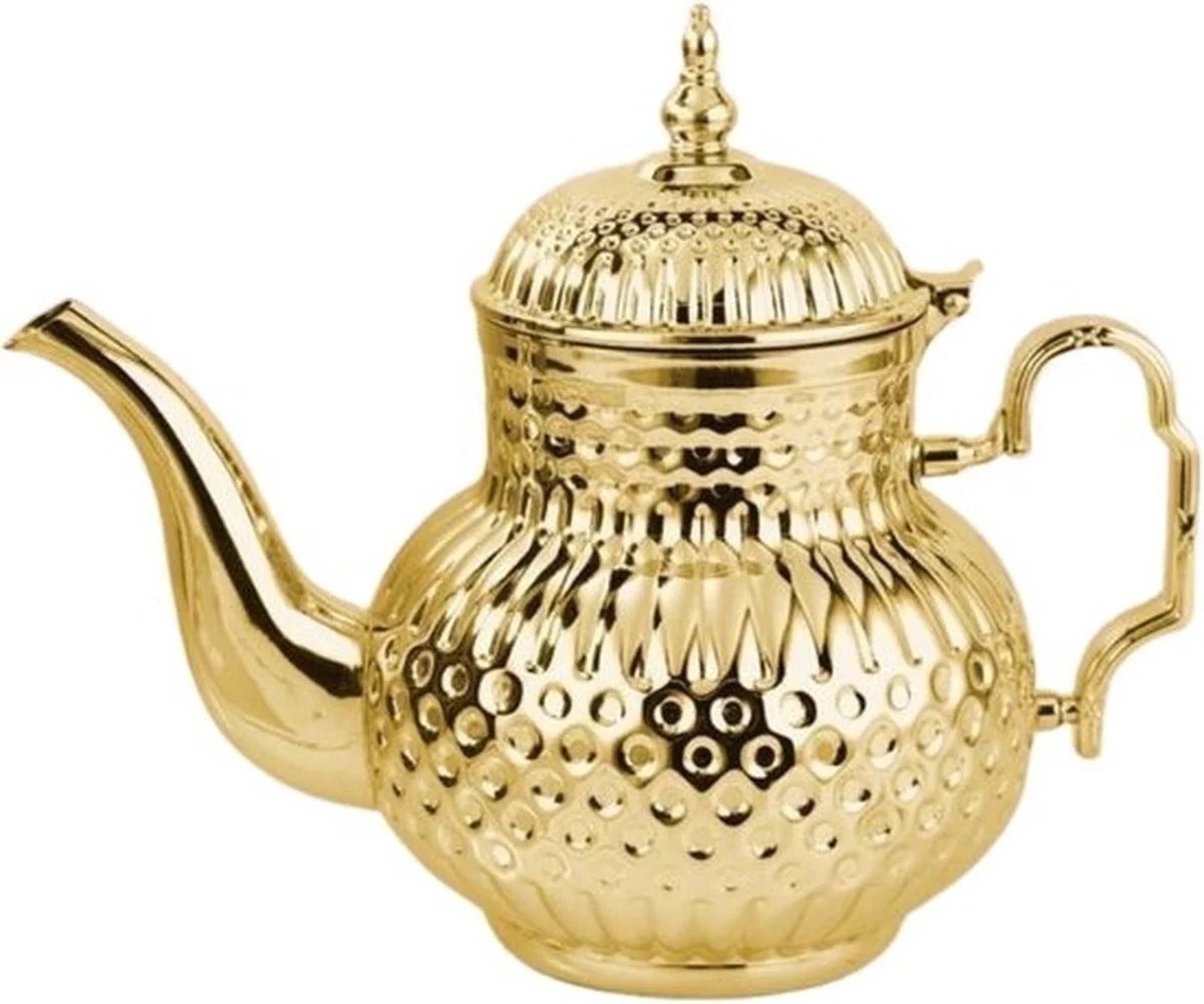Kadirelli Theepot Goud - RVS - 1.2 Liter - Turkse & Marokkaanse Theepotten - TEKZEN