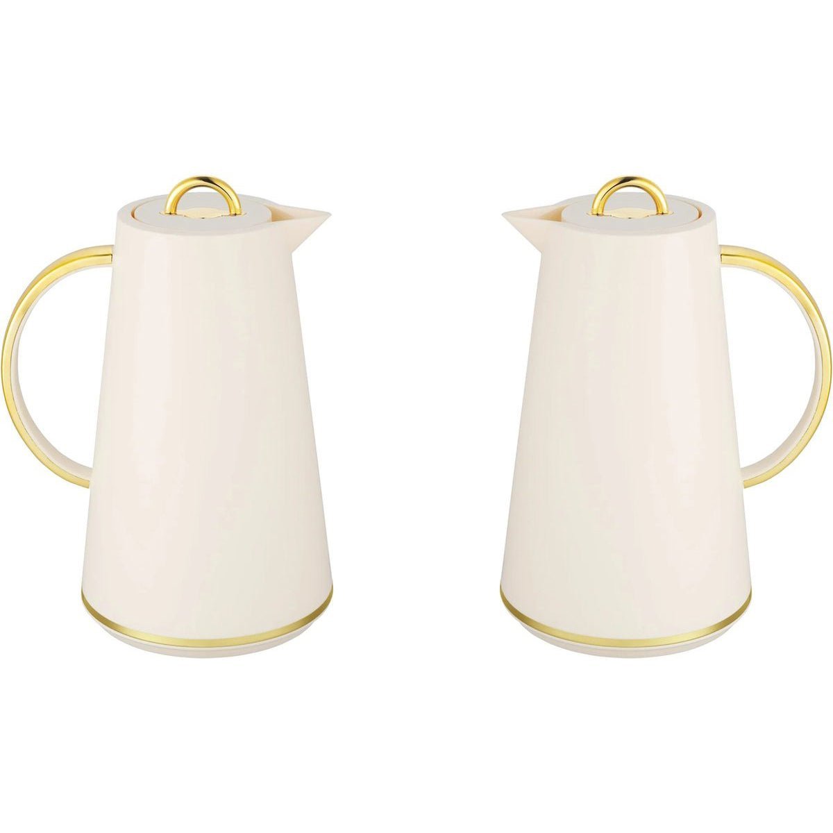 Kadirelli Thermoskan Set van 2 - 1L + 1L - Beige/Goud - RVS Inox - Themosfles - TEKZEN