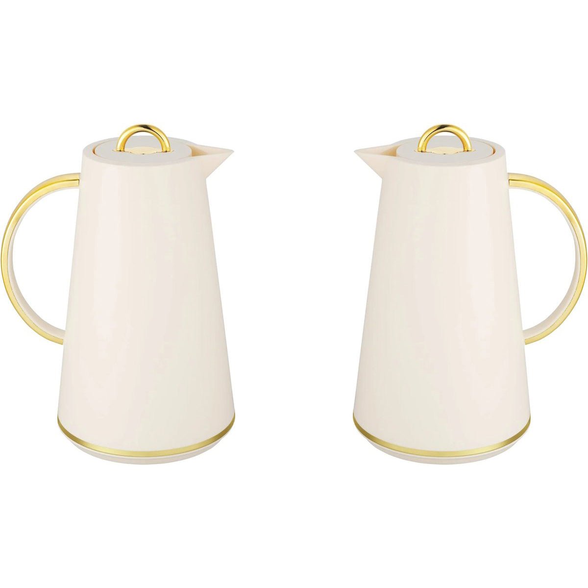 Kadirelli Thermoskan Set van 2 - 1L + 1L - Beige/Goud - RVS Inox - Themosfles - TEKZEN