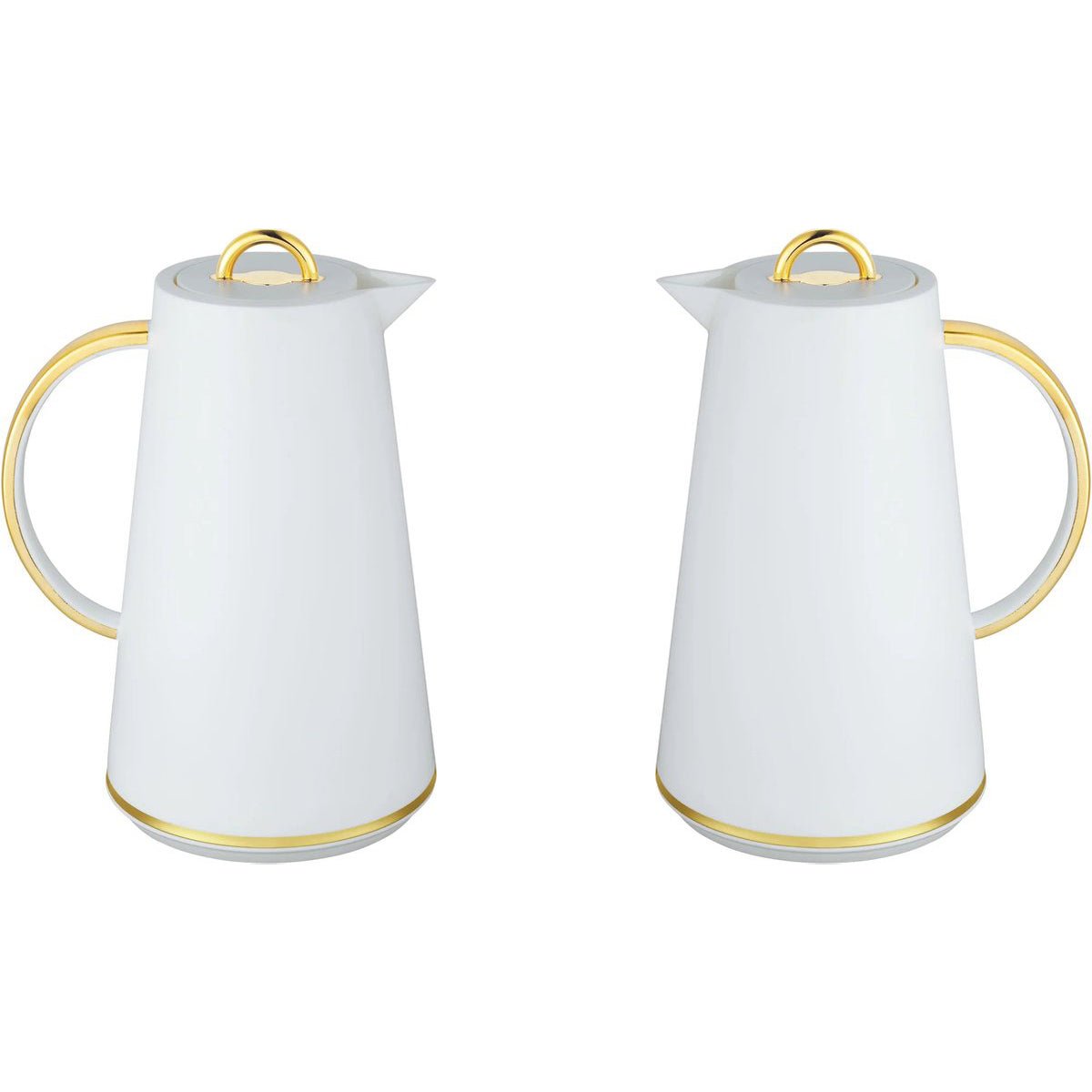 Kadirelli Thermoskan Set van 2 - 1L + 1L - Wit/Goud - RVS Inox - Themosfles - TEKZEN