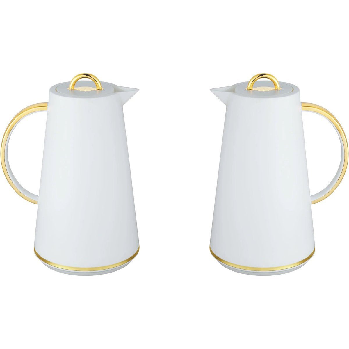 Kadirelli Thermoskan Set van 2 - 1L + 1L - Wit/Goud - RVS Inox - Themosfles - TEKZEN