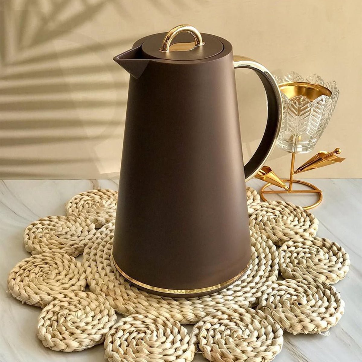 Kadirelli Thermoskan Set van 2 - 1L + 1L - Zwart/Goud - RVS Inox - Themosfles - TEKZEN