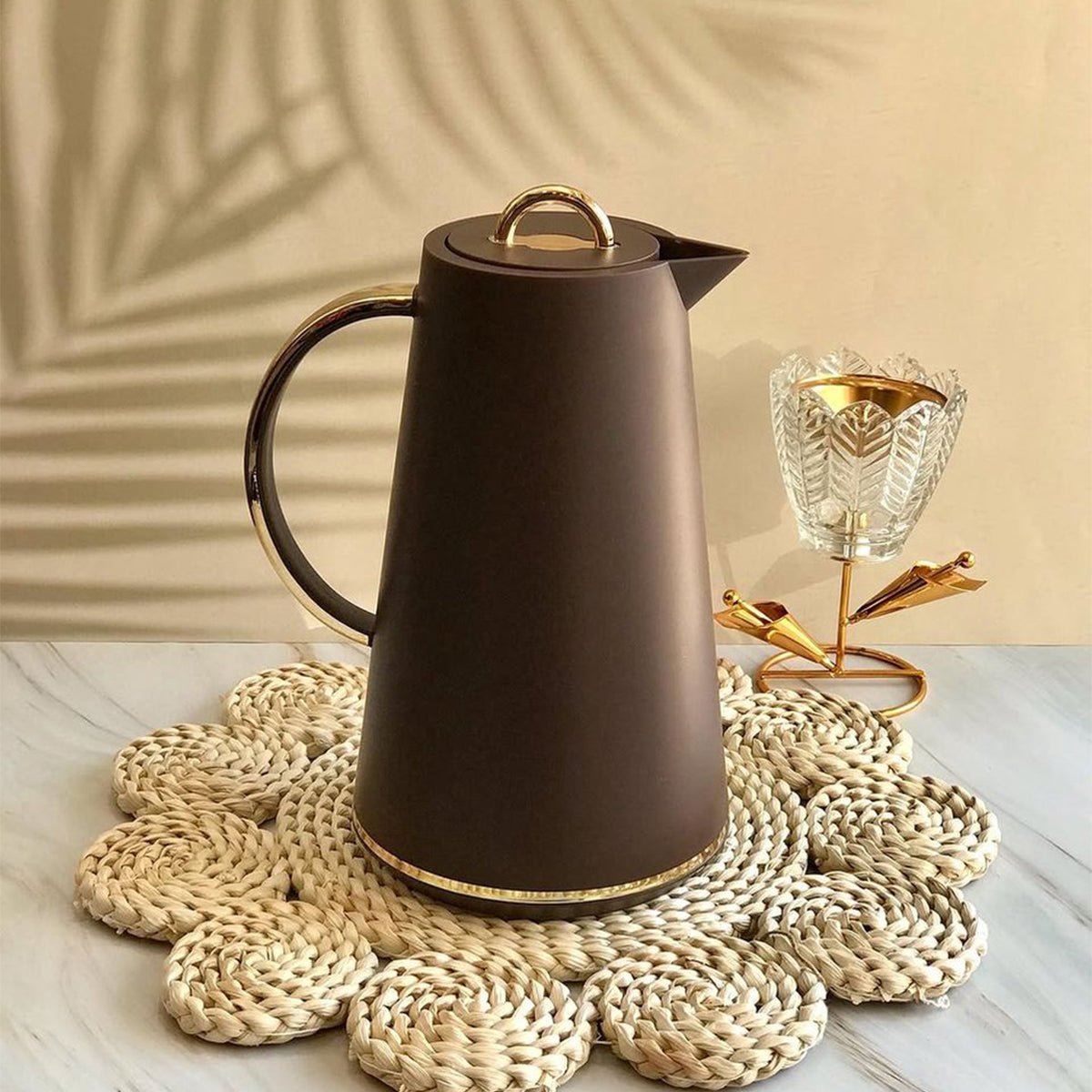 Kadirelli Thermoskan Set van 2 - 1L + 1L - Zwart/Goud - RVS Inox - Themosfles - TEKZEN