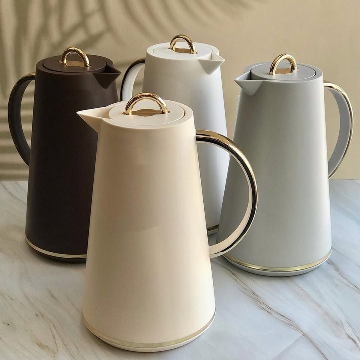 Kadirelli Thermoskan Set van 2 - 1L + 1L - Zwart/Goud - RVS Inox - Themosfles - TEKZEN