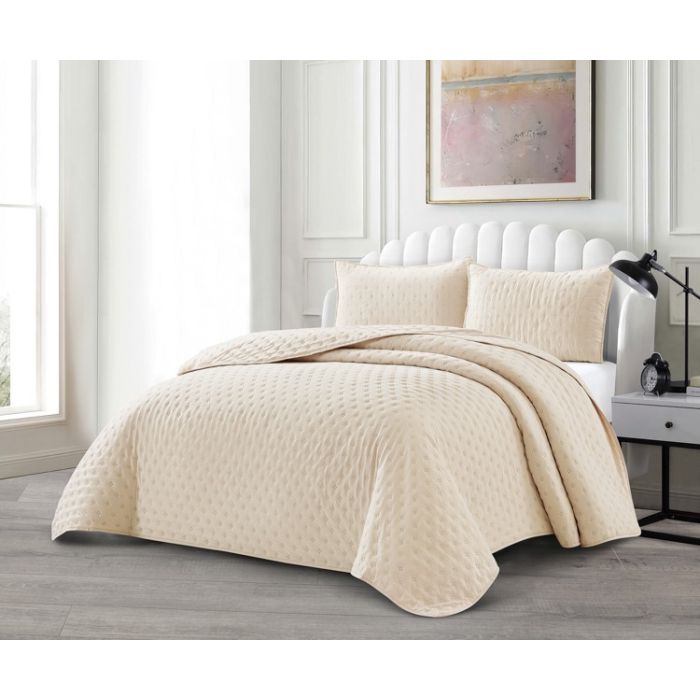 Lavella Deren Bedsprei Set, 3-delig, Beige, 240x250 cm – bedspreiset