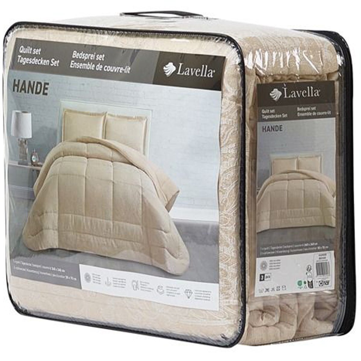 Lavella Hande Bedsprei Set 3 - delig - Beige - 260x240cm - TEKZEN
