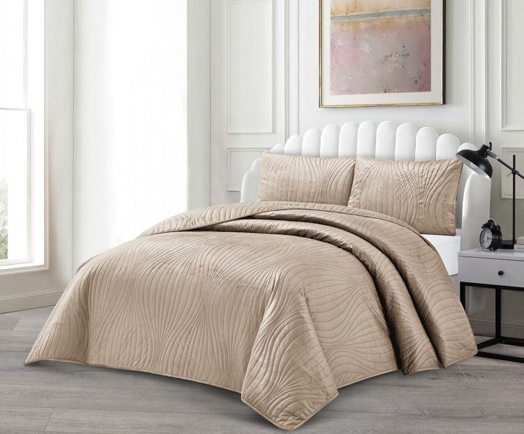 Lavella Iris Bedsprei Set 3 - delig - Bruin - 250x240cm - TEKZEN