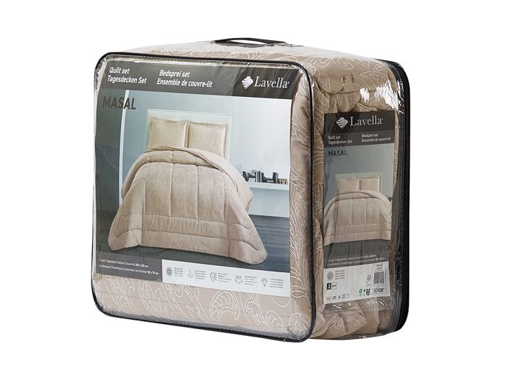 Lavella Masal Bedsprei Set 3 - delig - Beige - 260x240cm - TEKZEN