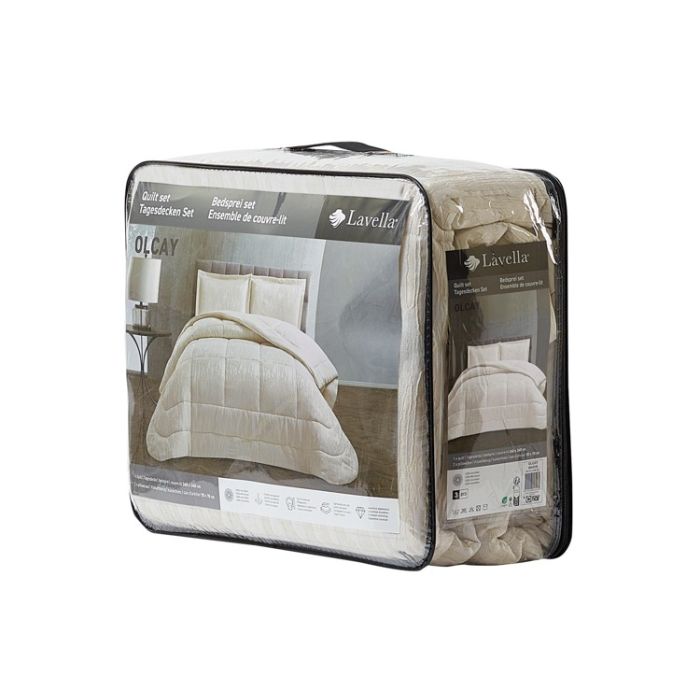 Lavella Olcay Bedsprei Set, 3-delig, Crème, 260x240 cm – foto 3