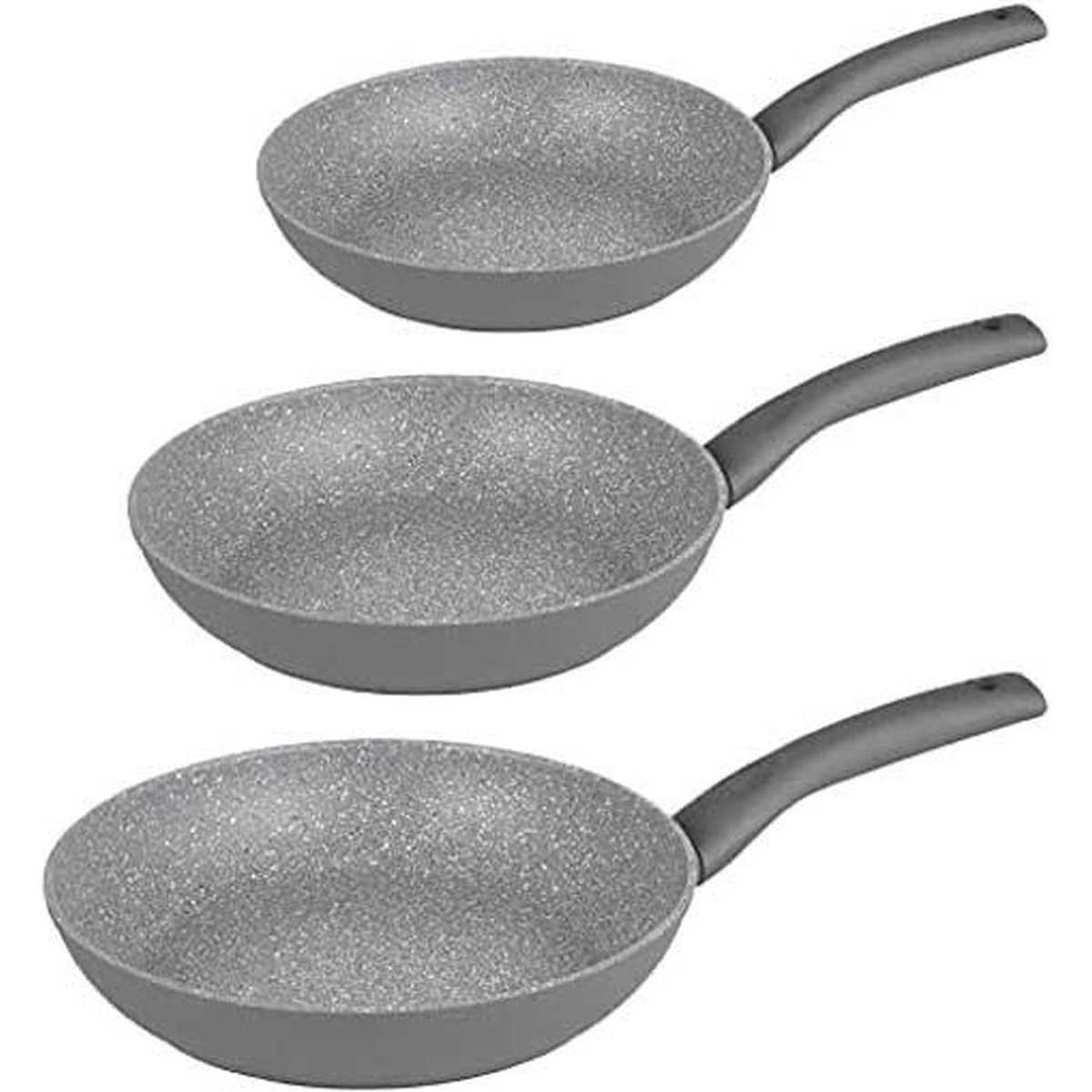 Michelino Koekenpannenset - 3 - delig - Grijs - Koekenpan 20, 24,28cm - Inductie - TEKZEN