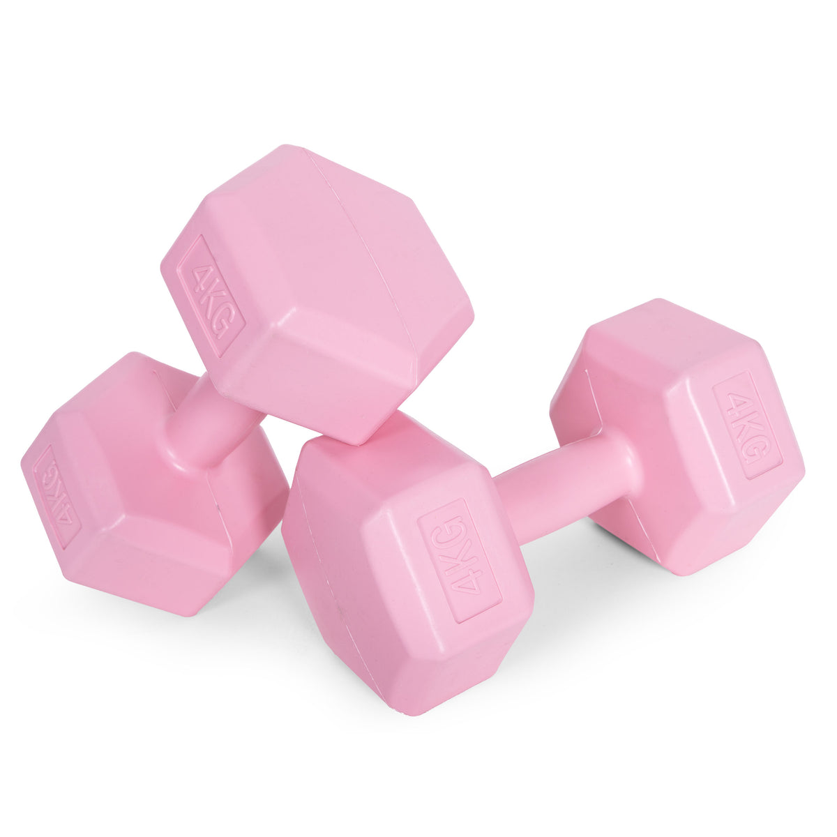 ModernHome hex dumbbellset 2 × 4 kg roze – set van twee dumbbells