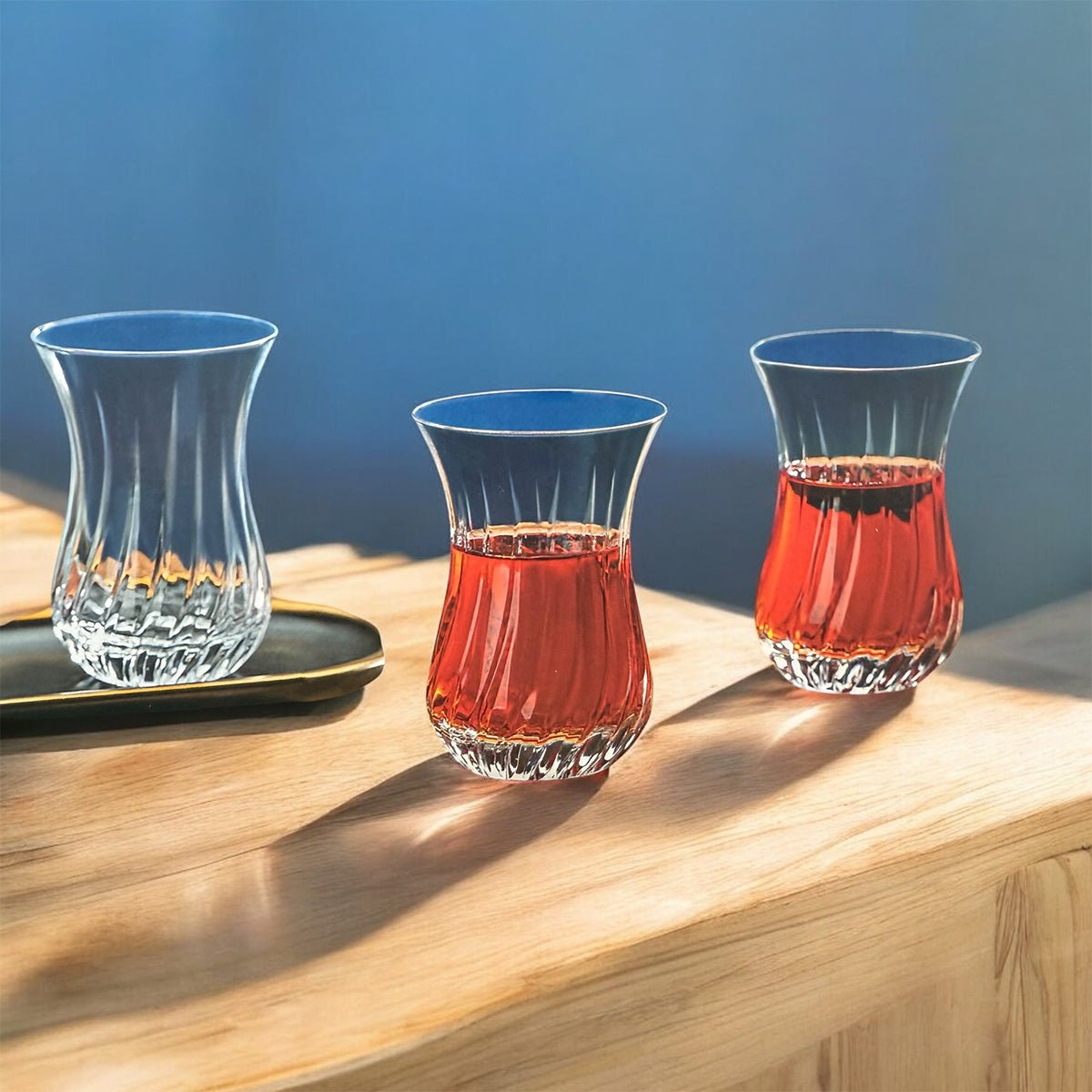 MONOO Diamonds - Turkse Theeglazen - Set van 6 - 155ml - Çay Bardağı - TEKZEN