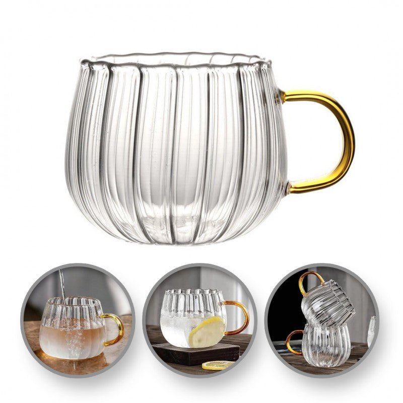 MONOO Geribbelde Glas met Oortje - 2 Stuks - 350ml - TEKZEN