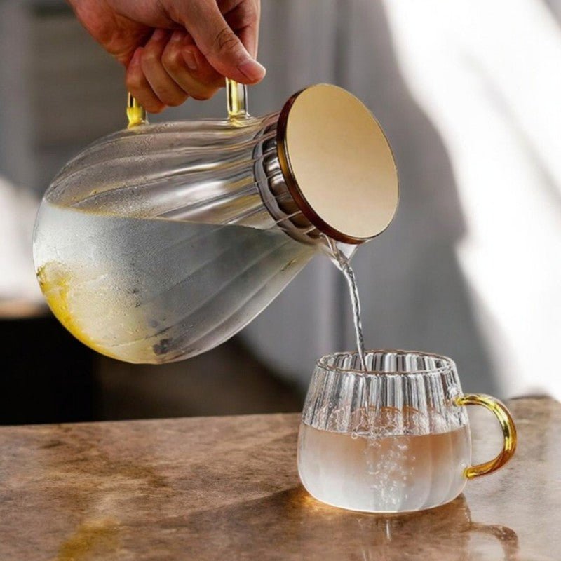 MONOO Geribbelde Glas met Oortje - 2 Stuks - 350ml - TEKZEN