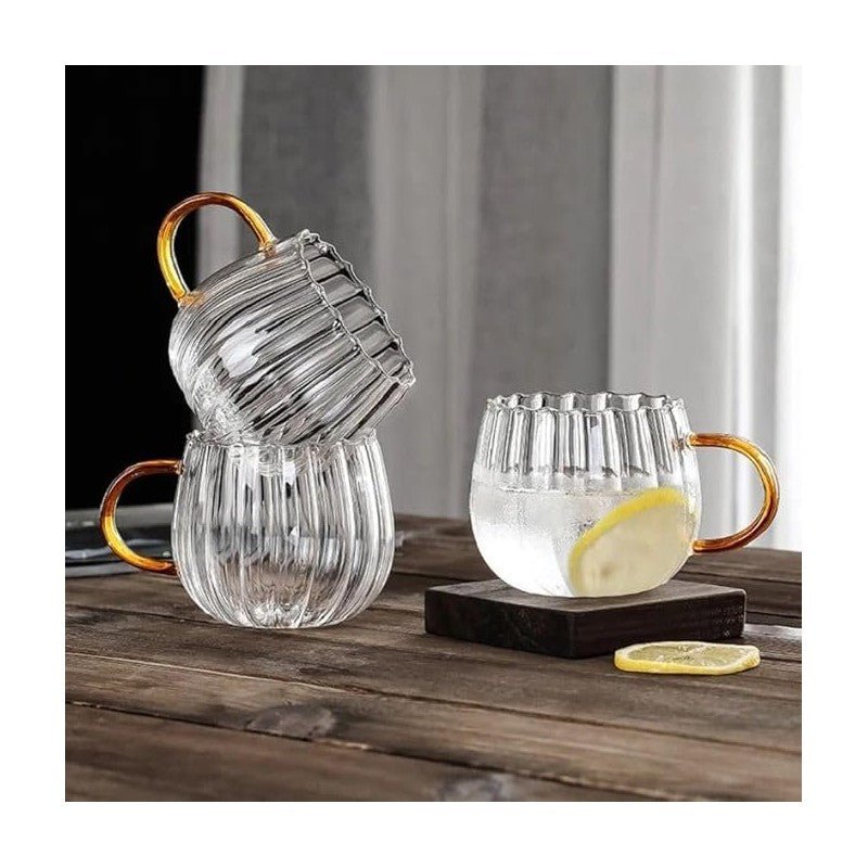 MONOO Geribbelde Glas met Oortje - 2 Stuks - 350ml - TEKZEN