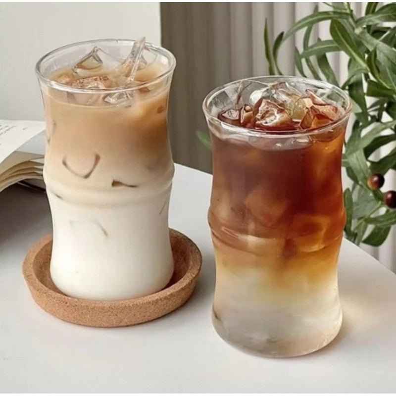 MONOO Glazen met Golvende Wanden - 6 Stuks - 415ml - Koffieglazen - Theeglazen - Waterglazen