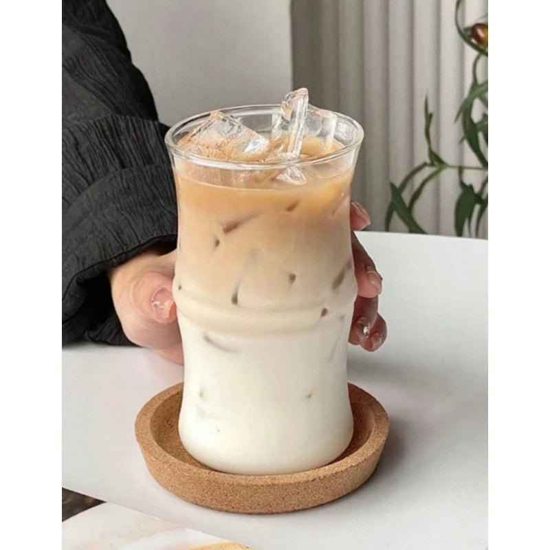 MONOO Glazen met Golvende Wanden - 6 Stuks - 415ml - Koffieglazen - Theeglazen - Waterglazen