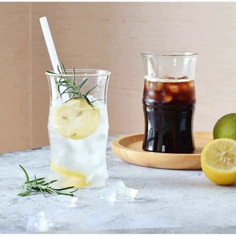 MONOO Glazen met Golvende Wanden - 6 Stuks - 415ml - Koffieglazen - Theeglazen - Waterglazen