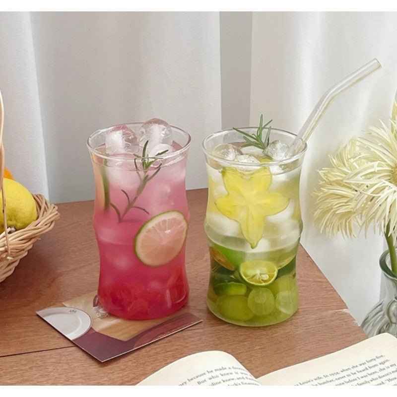 MONOO Glazen met Golvende Wanden - 6 Stuks - 415ml - Koffieglazen - Theeglazen - Waterglazen