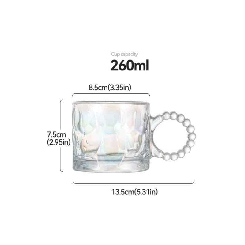 MONOO Rubby Regenboog Glazen met Oortje - 4 Stuks - 260ml - Koffieglazen - Theeglazen - Waterglazen