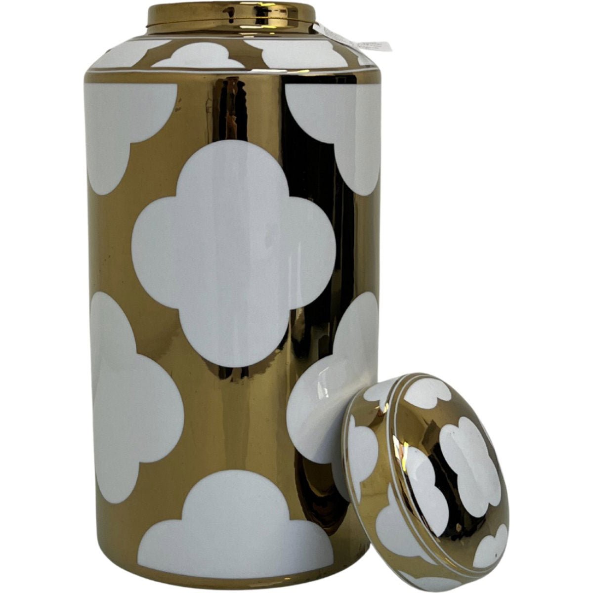 MONOO Luxe Decoratie Vaas - 30x18cm - Wit/Goud - ARAS 12 - TEKZEN