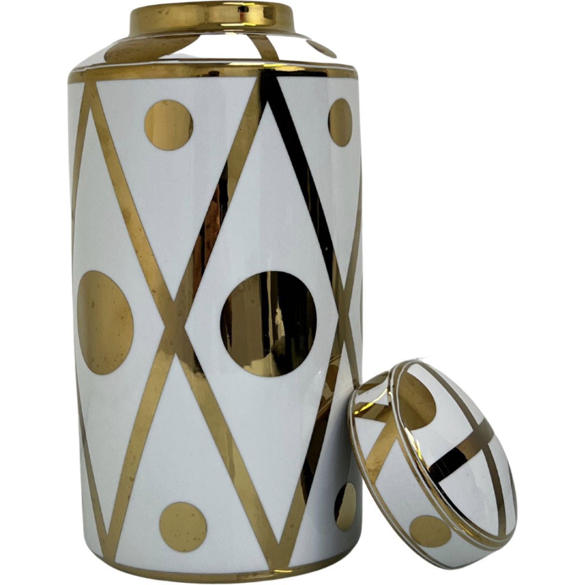 MONOO Luxe Decoratie Vaas - 30x18cm - Wit/Goud - ARAS 6 - TEKZEN