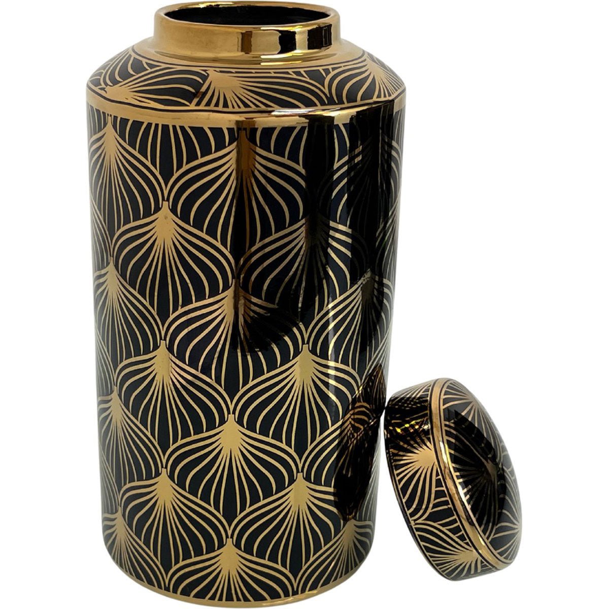 MONOO Luxe Decoratie Vaas - 30x18cm - Zwart/Goud - ARAS 15 - TEKZEN