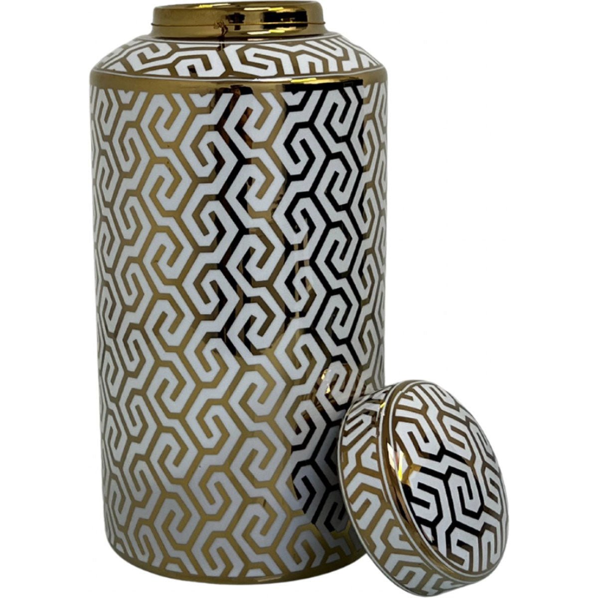 MONOO Luxe Decoratie Vaas - 34x18cm - Wit/Goud - ARAS 8 - TEKZEN