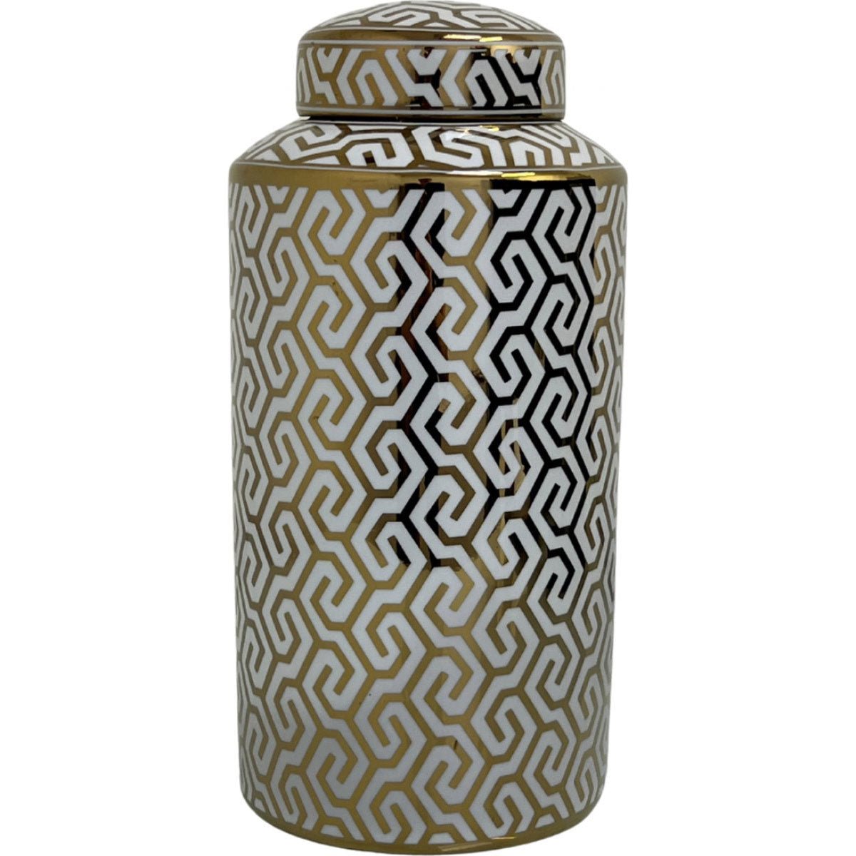 MONOO Luxe Decoratie Vaas - 34x18cm - Wit/Goud - ARAS 8 - TEKZEN