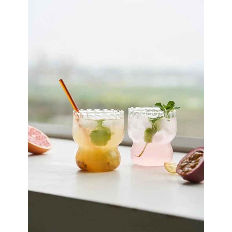 MONOO Geribbelde Glazen - 6 Stuks - 260ml - Koffieglazen - Theeglazen - Waterglazen