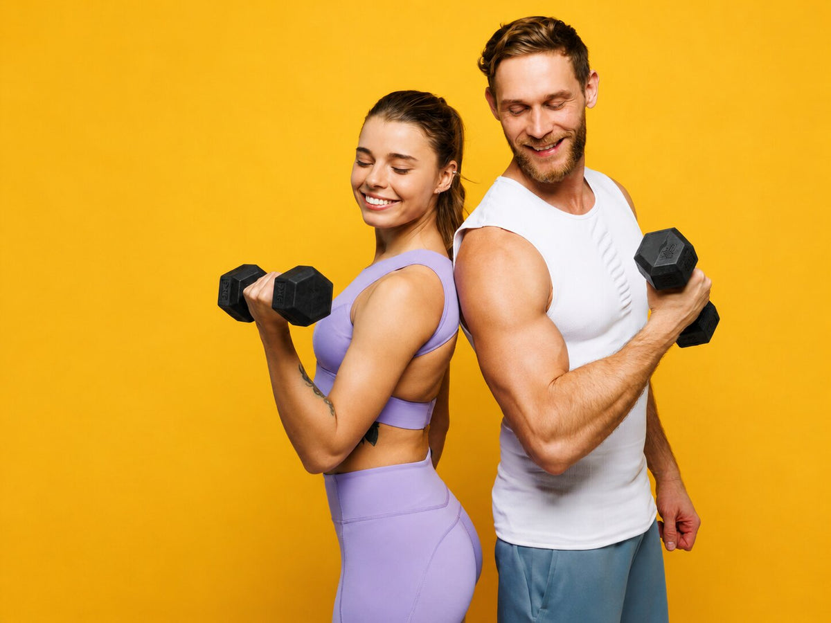MovePro hex dumbbellset 2 × 3 kg zwart – sfeerfoto van een training met gewichten