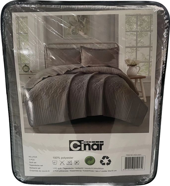 Cinar Nilufer Bedsprei Set 3-delig - Taupe - 260x240cm