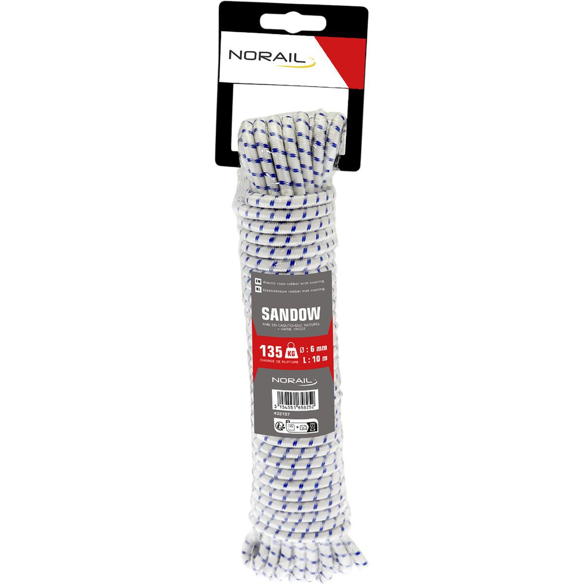 NORAIL Elastiektouw rubber met coating 6 mm, 10 m - TEKZEN