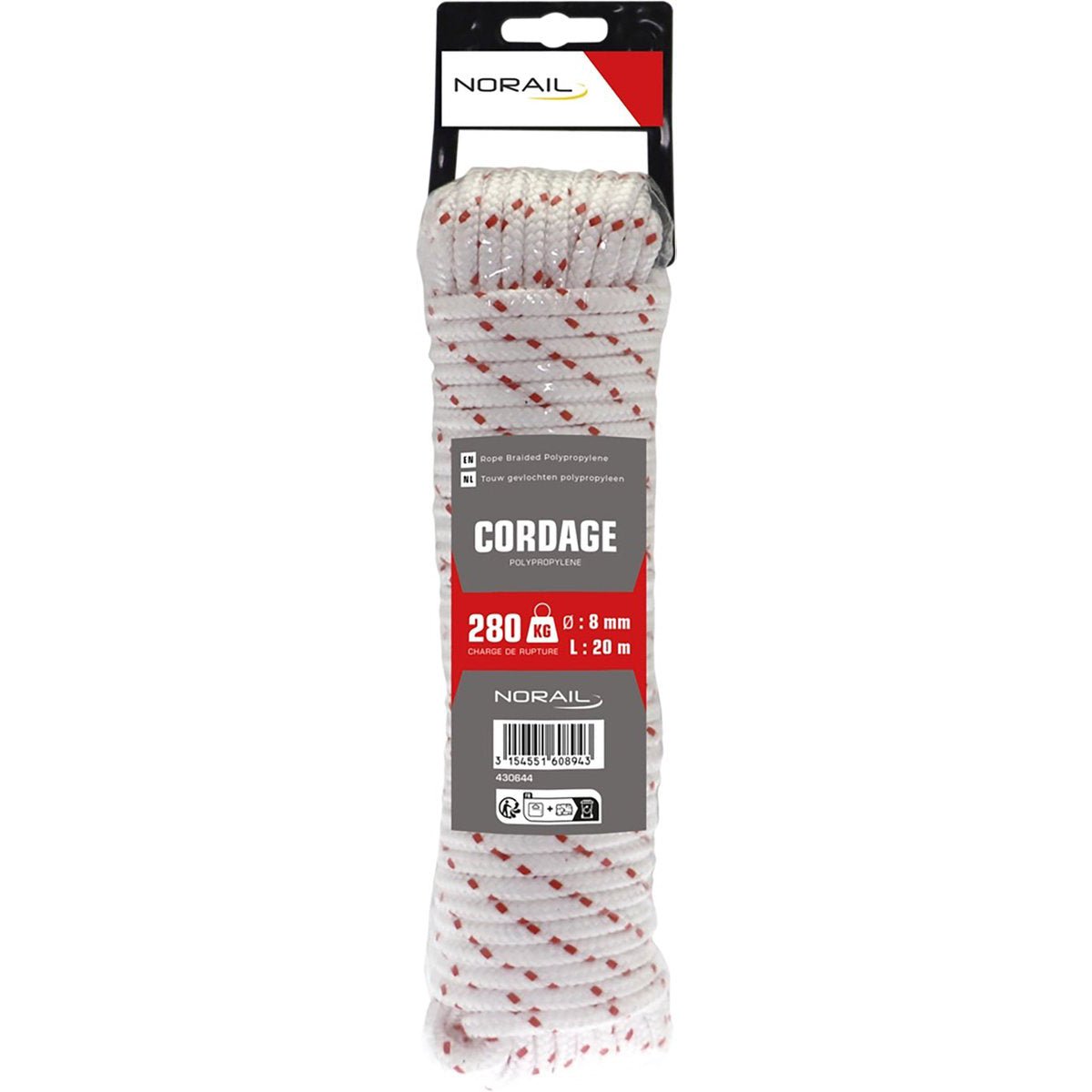 NORAIL Touw gevlochten polypropyleen 6 mm, 20 m - TEKZEN
