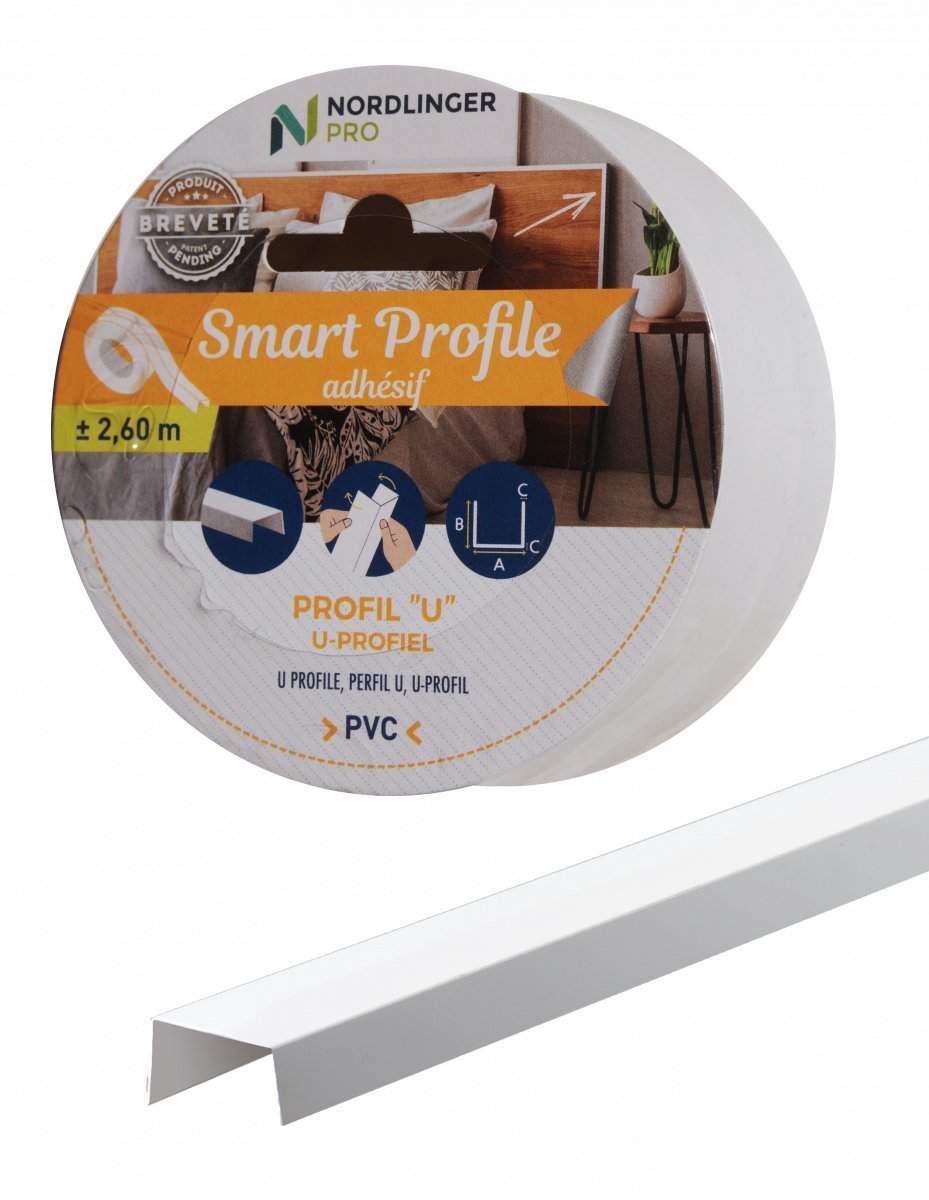Nordlinger Pro Smart Profile U - Profiel Wit PVC 1,5x1,5x1,5cm/2,6m - TEKZEN
