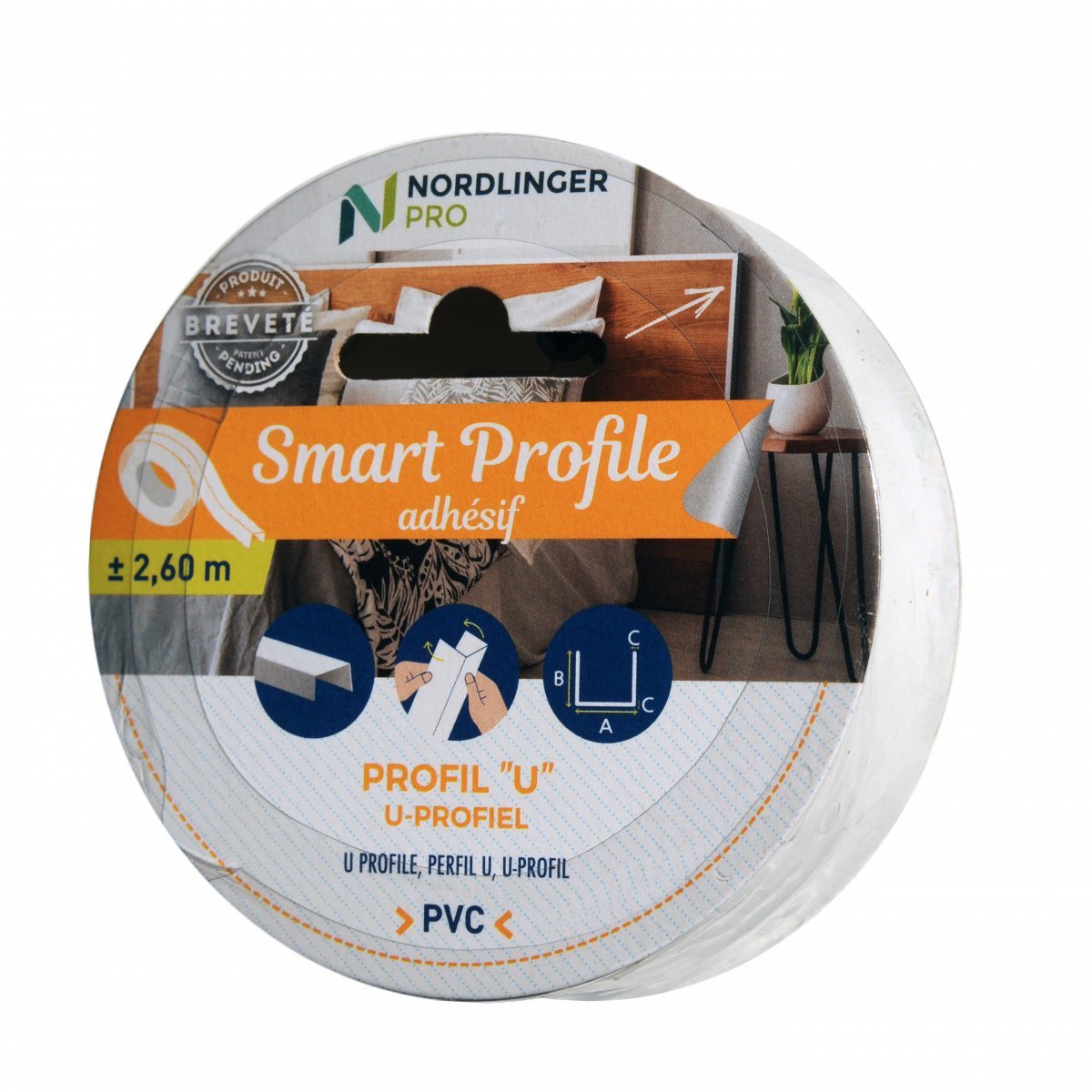 Nordlinger Pro Smart Profile U - profiel wit PVC 1x1x1cm/2,6m - TEKZEN