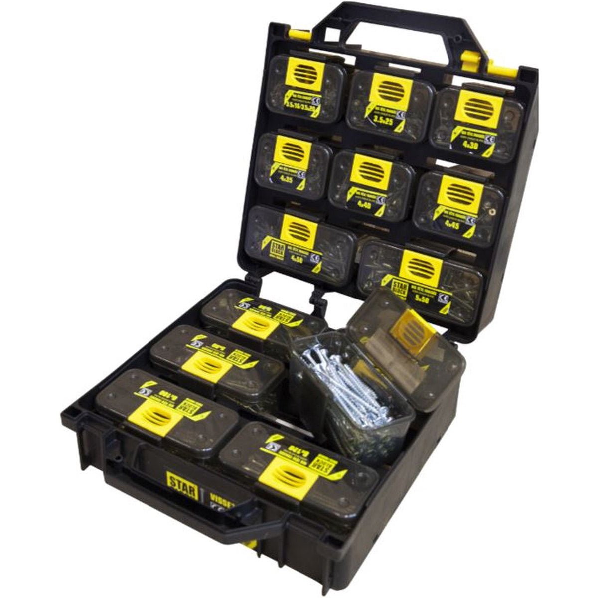 Starblock Assortimentskoffer - 1350 Spaanplaat Schroeven - Incl. Bithouder met 5 Bitjes - TEKZEN
