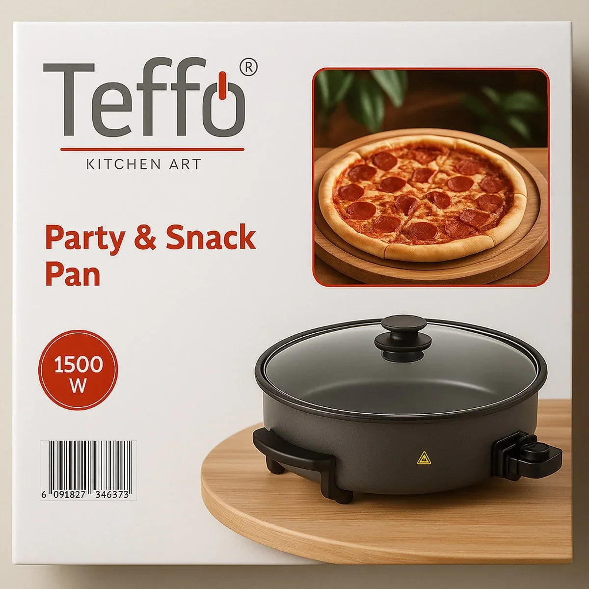 Teffo Elektrische Pizza Pan - 40cm/9cm - 1500W - TEKZEN