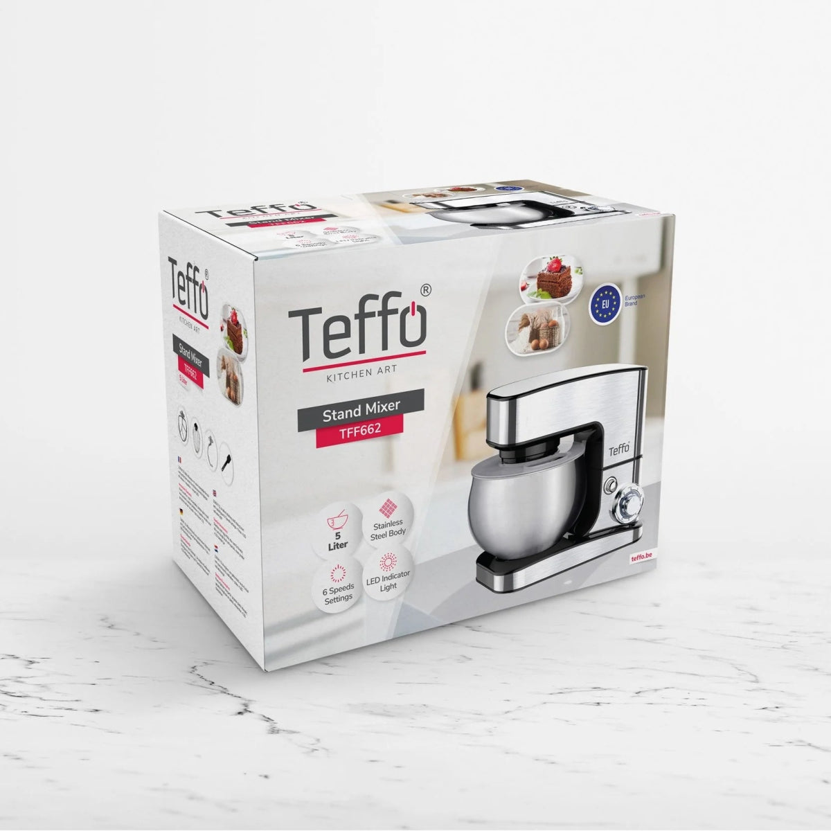 Teffo Multifunctionele Mixer / Keukenrobot Pro - 5L - 1300W - Keukenmachine - Met Mengkom - RVS - TEKZEN