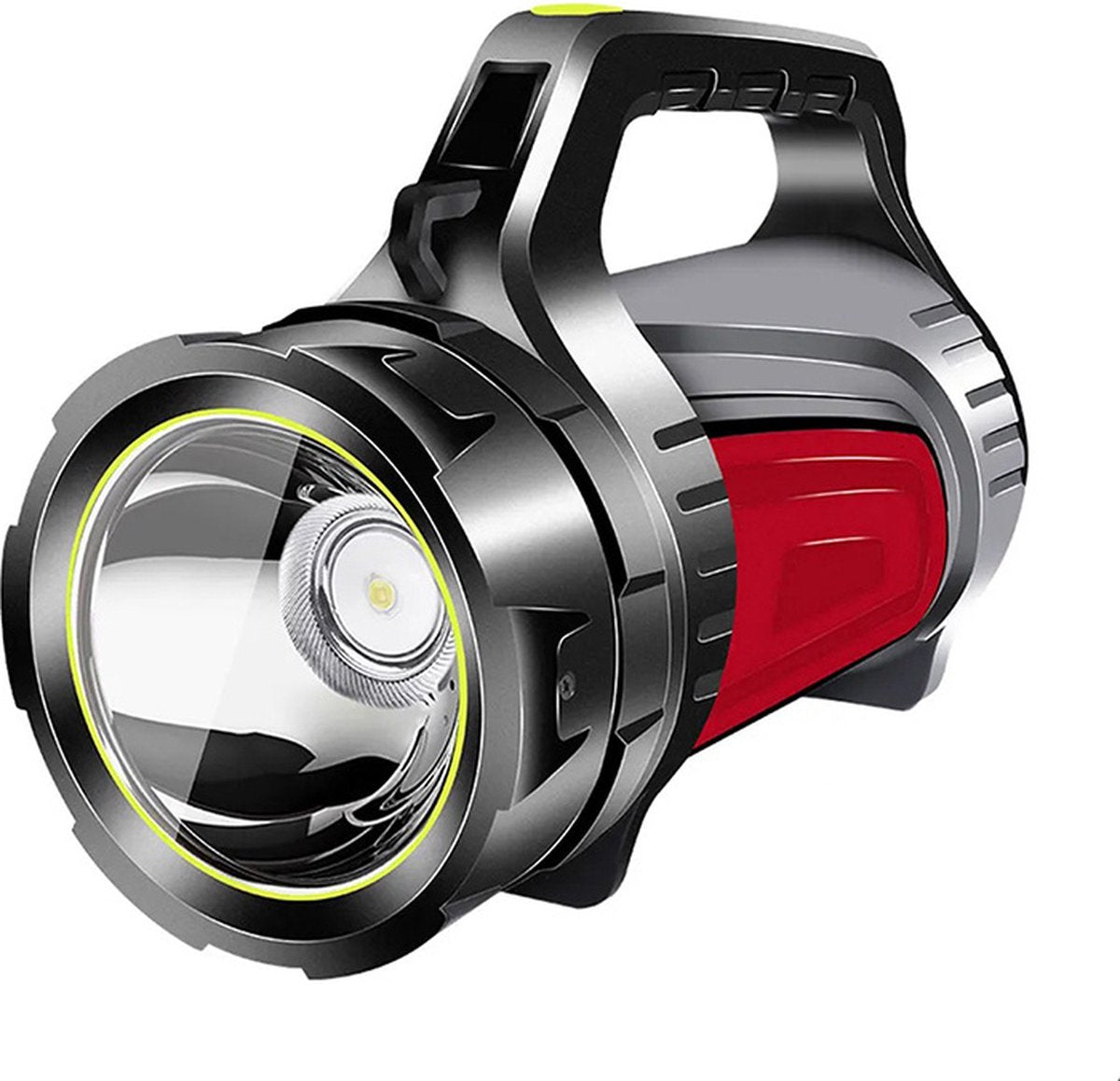 Verk Group Oplaadbare LED Zoeklicht Zaklamp met Powerbankfunctie – Voor Outdoor en Noodsituaties - Grijs/Rood - TEKZEN