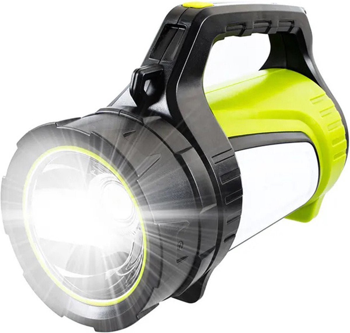 Verk Group Oplaadbare LED Zoeklicht Zaklamp met Powerbankfunctie – Voor Outdoor en Noodsituaties - Zwart/Groen - TEKZEN