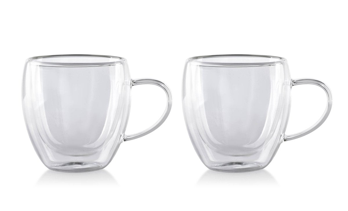Cheffinger Dubbelwandige Glazen met Oor - 250 ml - Set van 6 - Koffieglazen - Theeglas - Cappuccino Glazen - Latte Macchiato Glazen - TEKZEN