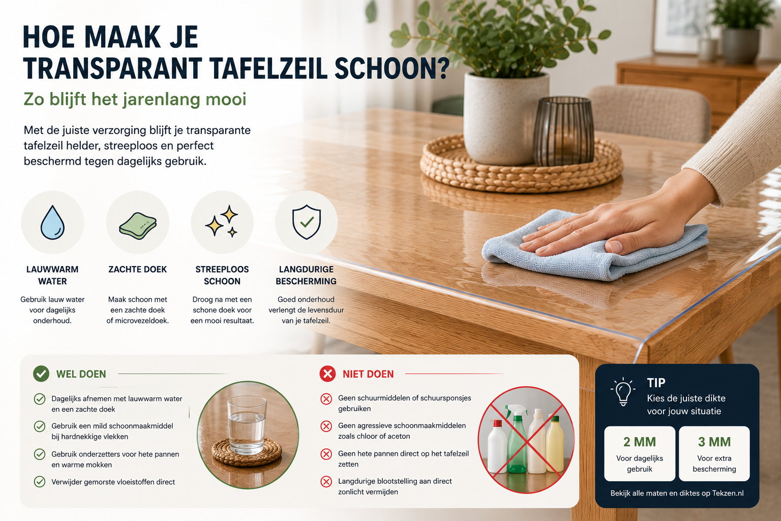 Hoe maak je transparant tafelzeil schoon? Zo blijft het jarenlang mooi