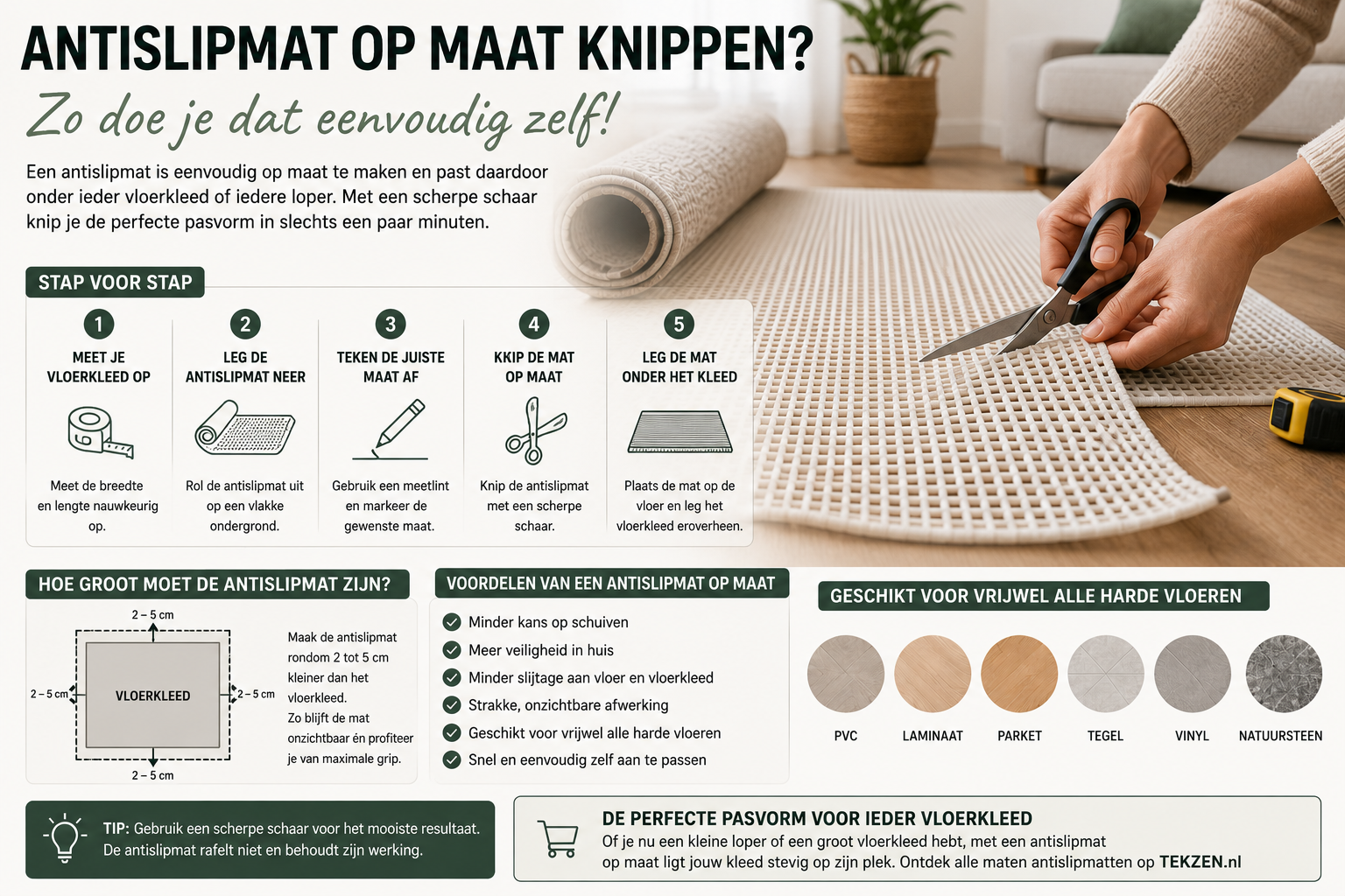 Kun je een antislipmat zelf op maat knippen? Alles wat je moet weten