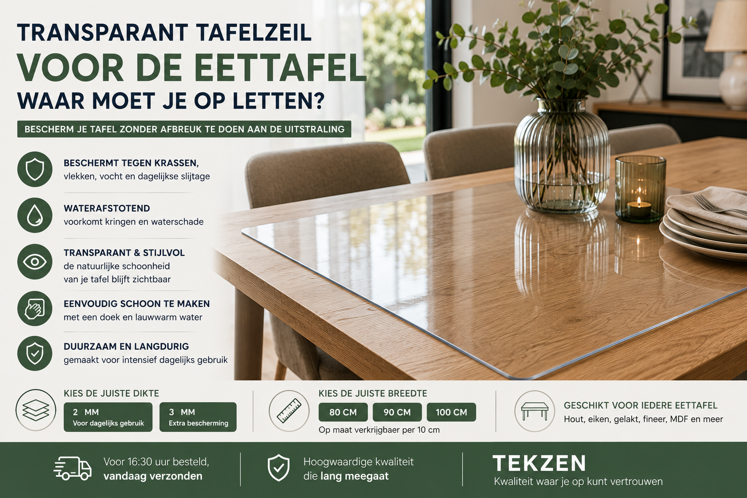 Transparant tafelzeil voor de eettafel: waar moet je op letten?