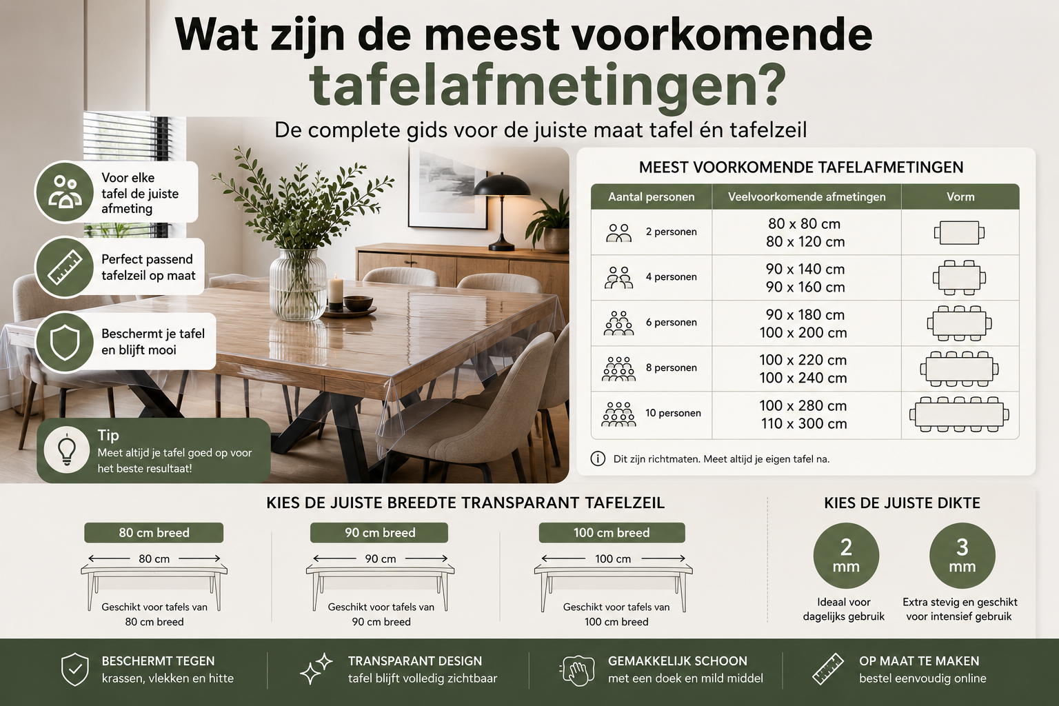 Wat zijn de meest voorkomende tafelafmetingen? De complete gids