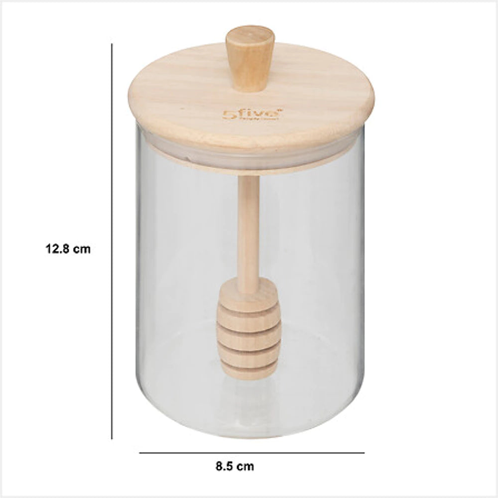 5Five Honigtopf mit Löffel – Glas/Bambus – 400 ml