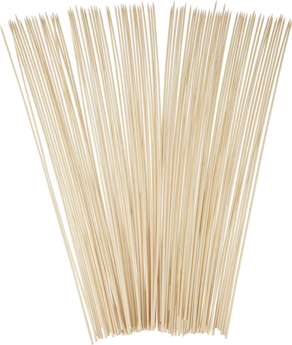 Kadirelli Bamboo Barbecue Skewers 20cm - Set of 100 - Satay Sticks - For Grilling Cocktails, Fruit, Burgers and Marshmallows