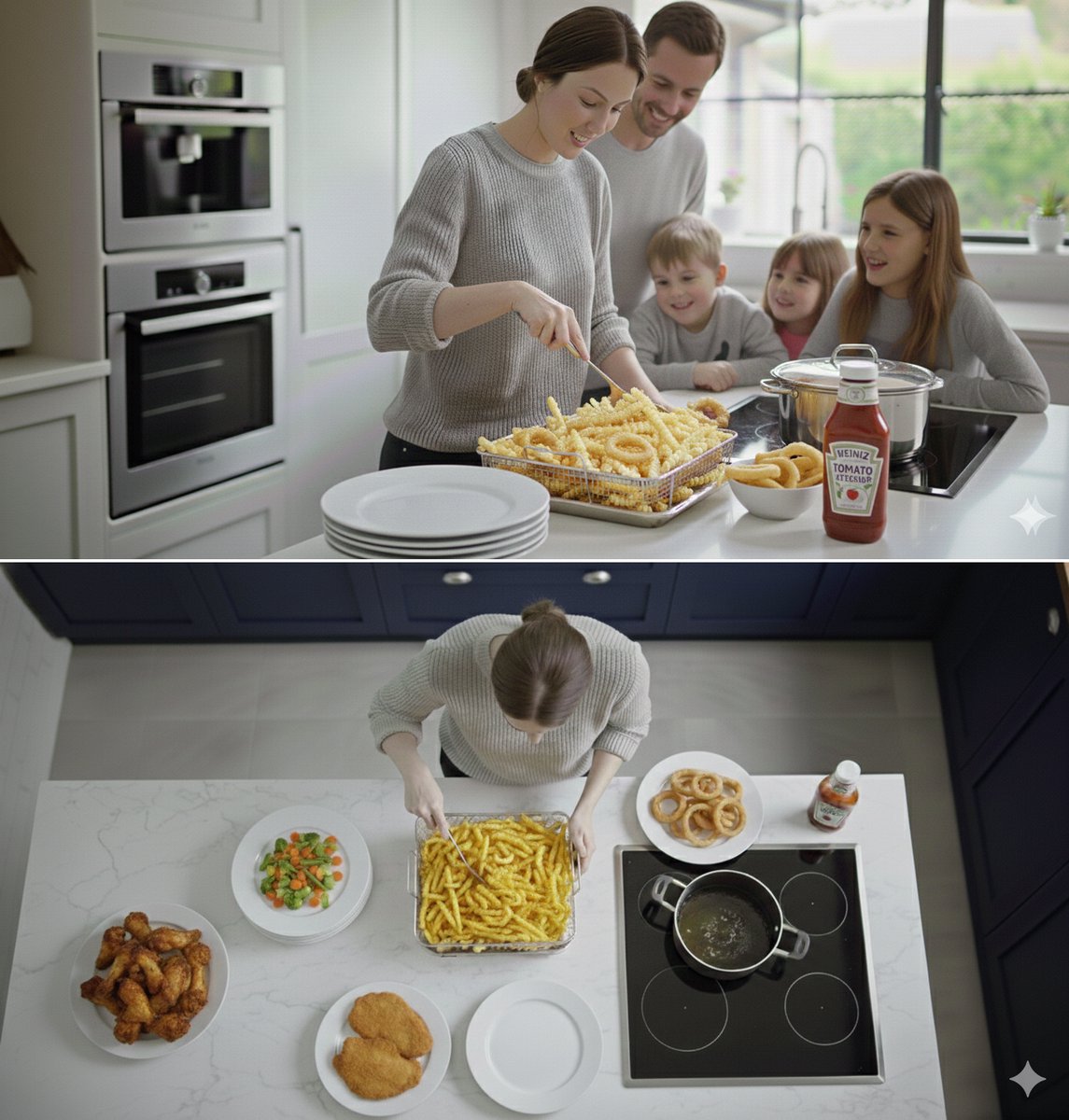 Cheffinger Frituurmand met Ovenplaat - 2-in-1 - RVS - Zilver - 32,5 x 24,5 x 8cm